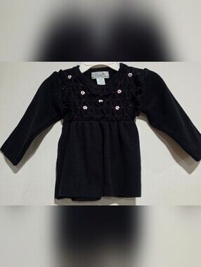 Feltman Bros Navy Dress with White & Red Floral Embroidery